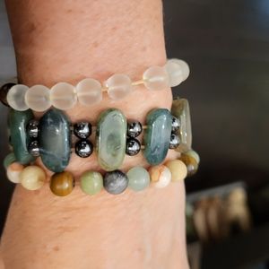 Set of 3 natural stone bracelets